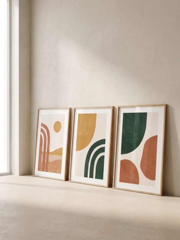 Aria Abstract Print Set of 3, Framed