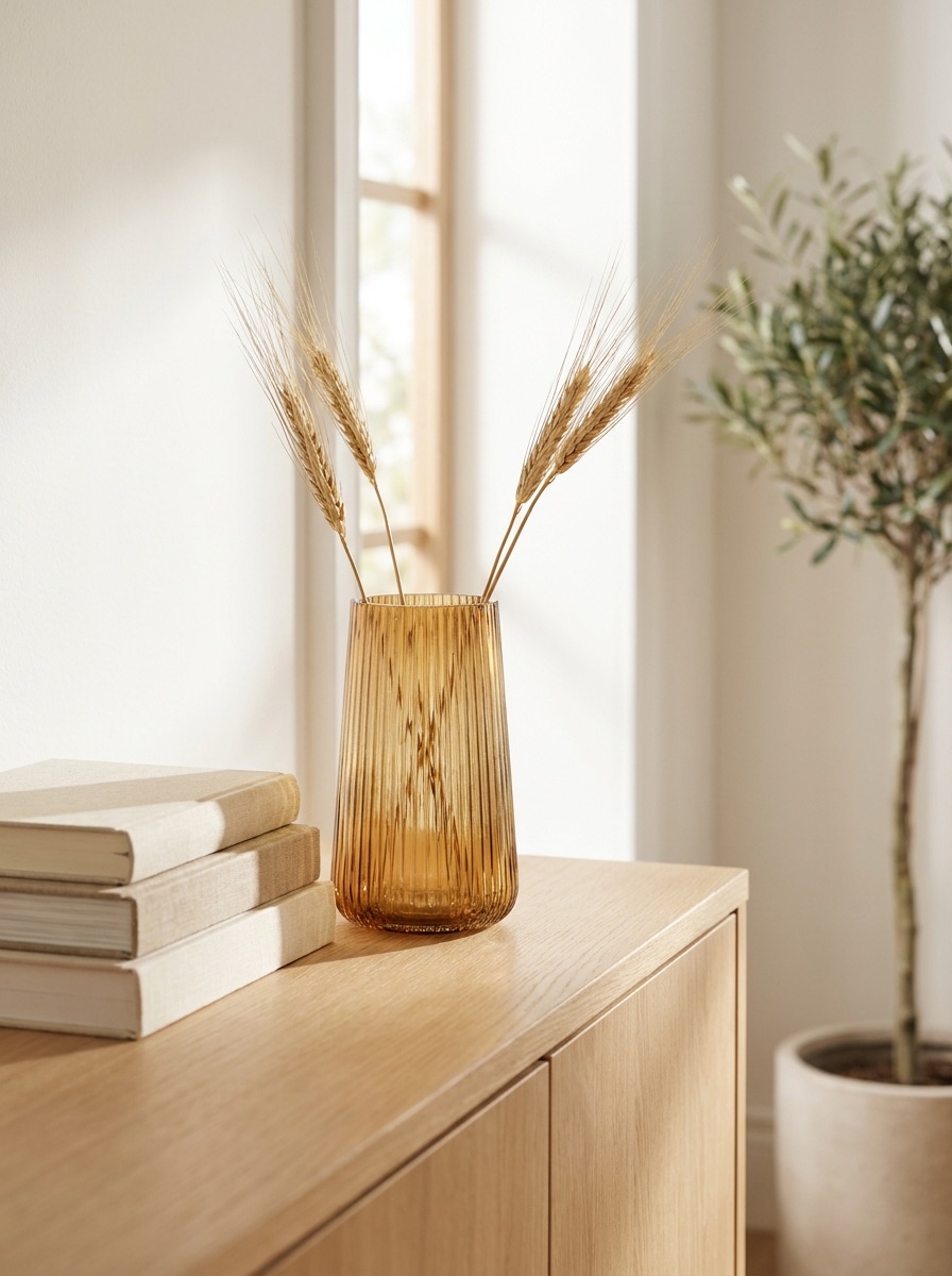 Ember Ribbed Glass Vase - Image 2