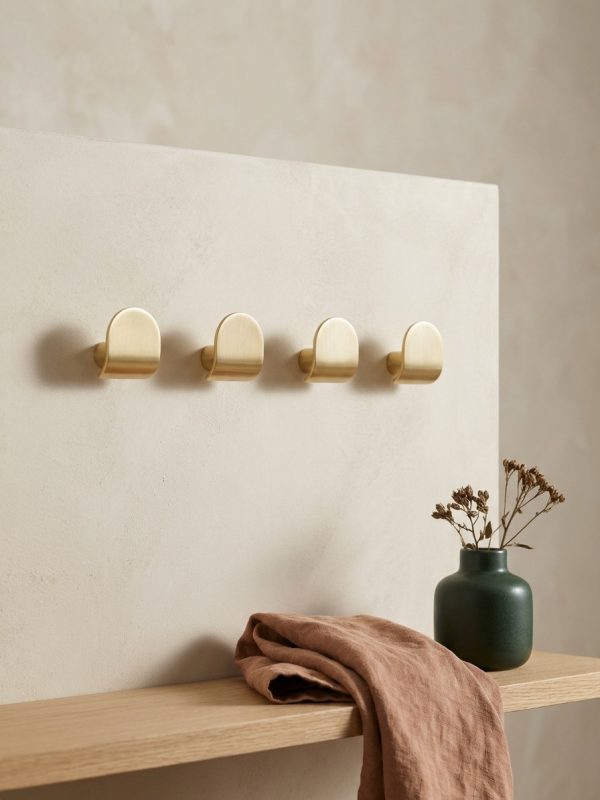 Kite Brass Wall Hooks Set of 4